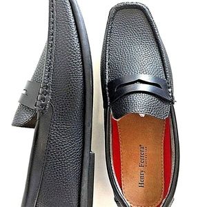 Henry Ferrera Men's Slip On Driver Loafers - Black